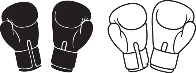 Boxing Gloves Icon Vector | Black & White Sports Equipment  Clipart