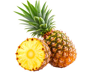 Fresh pineapple whole and cut open