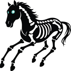 Stylized Skeleton Horse Illustration Black and White Design