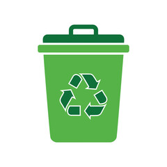 Green Recycling Bin Vector Icon Waste Management and Environmental Sustainability