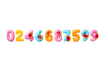 Summer Fun Inflatable Number Collection, Colorful Summertime, Watermelon Decorated, Pool Party Numbers, Beach Vibes, Festive Decorations