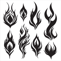 Tribal Flame Tattoo Vector Design Set