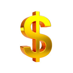 A Gleaming Golden Dollar Sign Isolated on Transparent Backdrop