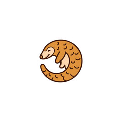 Pangolin Logo. Elegant and Protective Nature Inspired Animal Symbol Design