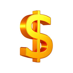 Fototapeta premium Shiny Golden Dollar Sign Isolated On Transparent Background Illustration