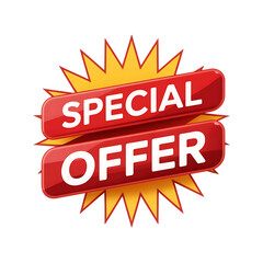 Fototapeta premium Special offer red and yellow badge isolated on transparent background