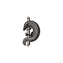Obraz premium Pangolin Logo. Modern, Protective Animal Symbol for Eco, Tech, or Wildlife Brands