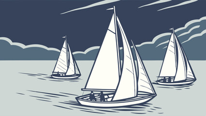 Sailboats sailing on the water. Yachting sport and leisure activity. Summer vacation and travel on the ocean.