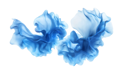 Levitation of mystical floating sea lettuce crisps glowing with faint blue aura isolated on white background 