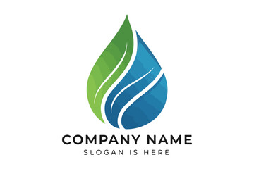 Eco friendly water drop logo design for business or company branding