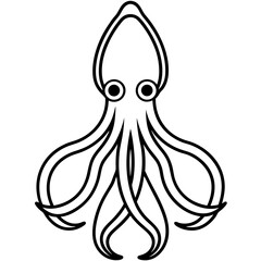 Modern Squid Minimal Line Drawing Vector