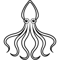 Modern Squid Minimal Line Drawing Vector