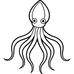 Modern Squid Minimal Line Drawing Vector