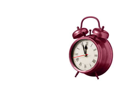 retro clock, watch, pointer clock, Red color alarm clock on isolated white background close up - Powered by Adobe
