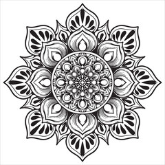 Intricate Floral Mandala Line Art Design