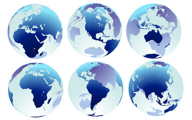 Set of vector transparent globes made of glass.