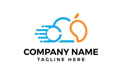 Obraz premium Cloud Data Vector logo for technology data service with fast or Mango art and illustration.