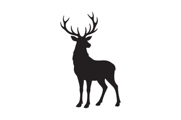 scottish deer silhouette vector art illustration on white background