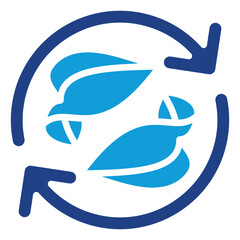 Eco Safety Dual Tone Color Fill Silhouette - Circular arrows with leaves, representing sustainable safety practices and environmental responsibility