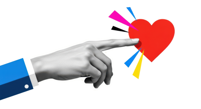 Hand touching heart love romance valentine finger pointing relationship connection affection - Powered by Adobe
