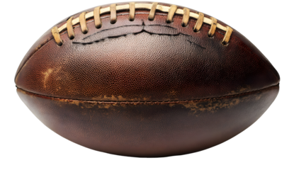 Vintage American football with worn leather texture on a dark background