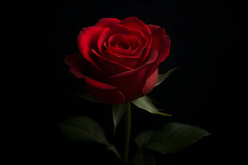 A close-up of a single red rose against a dark background, highlighting the delicate petals and romantic vibe.