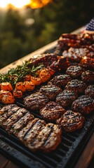 Backyard barbecue with USA flag
