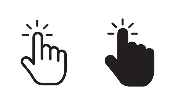 Hand cursor icon set. click icon vector. hand click pointer, Mouse click cursor icon.