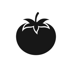 Tomato Silhouette Icon – Solid Black Fruit Vector