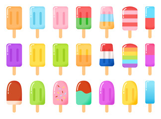  Ice cream icon set. Popsicle stick icon collection. Vector illustration