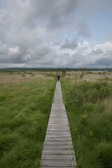 Groupe de randonneurs dans les Monts d'Arr&eacute;e en Bretagne - France
