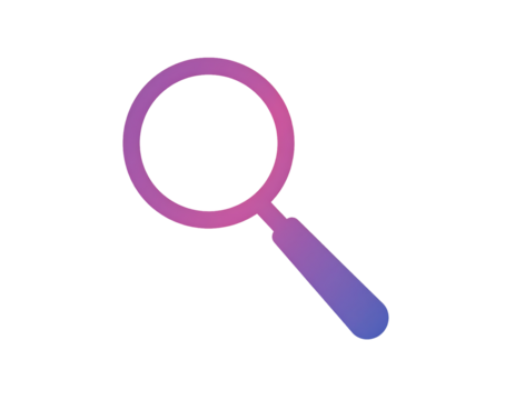 Gradient magnifying glass on a white background