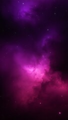 Fototapeta premium Crimson nebulae swirl across a deep purple cosmic expanse, scattered with distant starlight