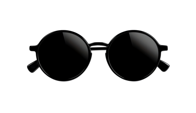 Elegant round sunglasses on a black background offering a minimalist aesthetic