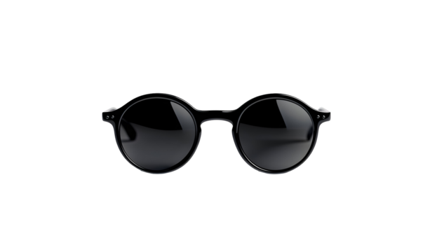 Minimalist elegance: A pair of round black sunglasses against a dark background