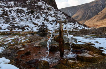 mineral water spring in Hrazdan river gorge near Bjni (Kotayk province, Armenia)