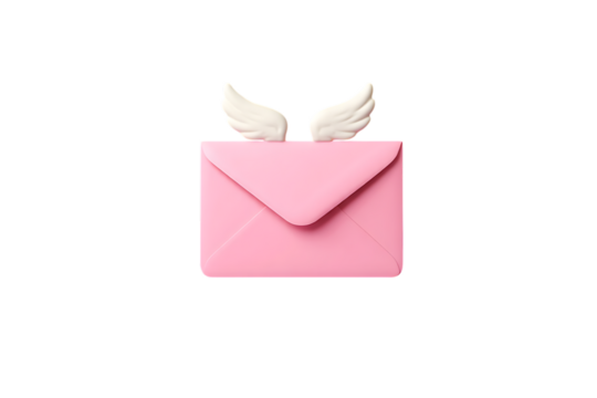 Pink Envelope with Wings A Charming PNG Image for Design Projects and Creative Applications. Download this high-quality png image for your next project.