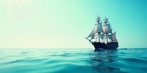 Fototapeta premium wooden ship in the sea