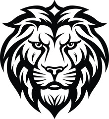 Obraz premium Simple Black Layout of Lion Head Vector Illustration