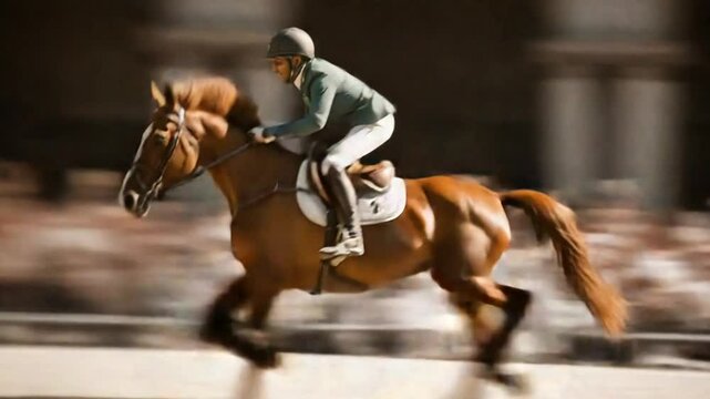 Equestrian Excellence: A thrilling display of horsemanship at a show jumping event