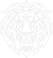 Black Outline of Lion Face Vector Illustration