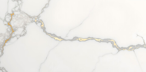 White marble surface with intricate gray and golden veins texture