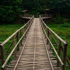 Fototapeta premium Bamboo Bridge in Forest