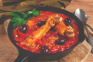 Pollo alla romana, Roman chicken, homemade, no people,