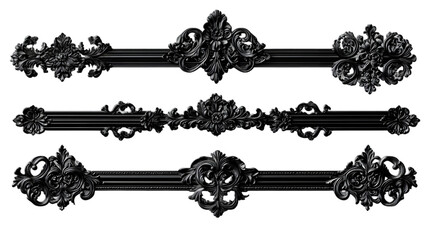 Set of Elegant black coquette frames Isolated on Transparent Background PNG