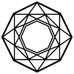 Polygon Jewel Outline Illustration