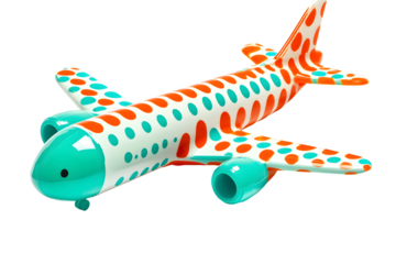 Colorful Toy Airplane on Black Background, Playful Transportation Concept Art