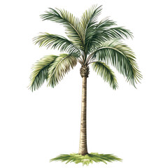 Obraz premium Single palm tree illustration isolated on transparent background