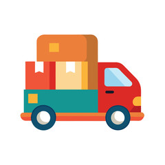 Cartoon Delivery Truck with Open Cargo Section