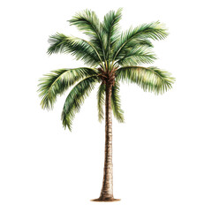 Obraz premium Single palm tree illustration isolated on transparent background